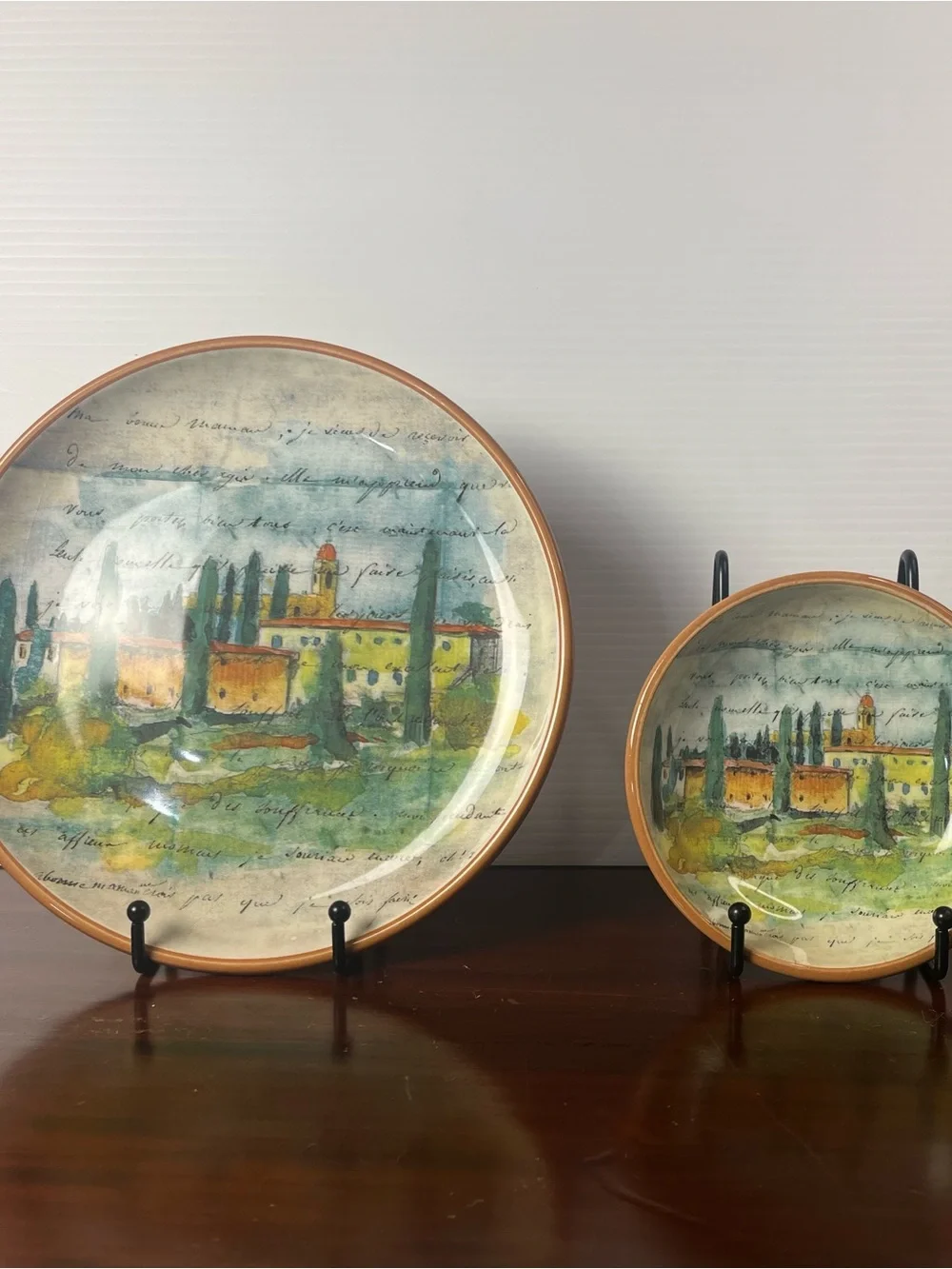 Paysage Salad/Dessert Plate With Dipping Bowl By artist Marc Lacaze